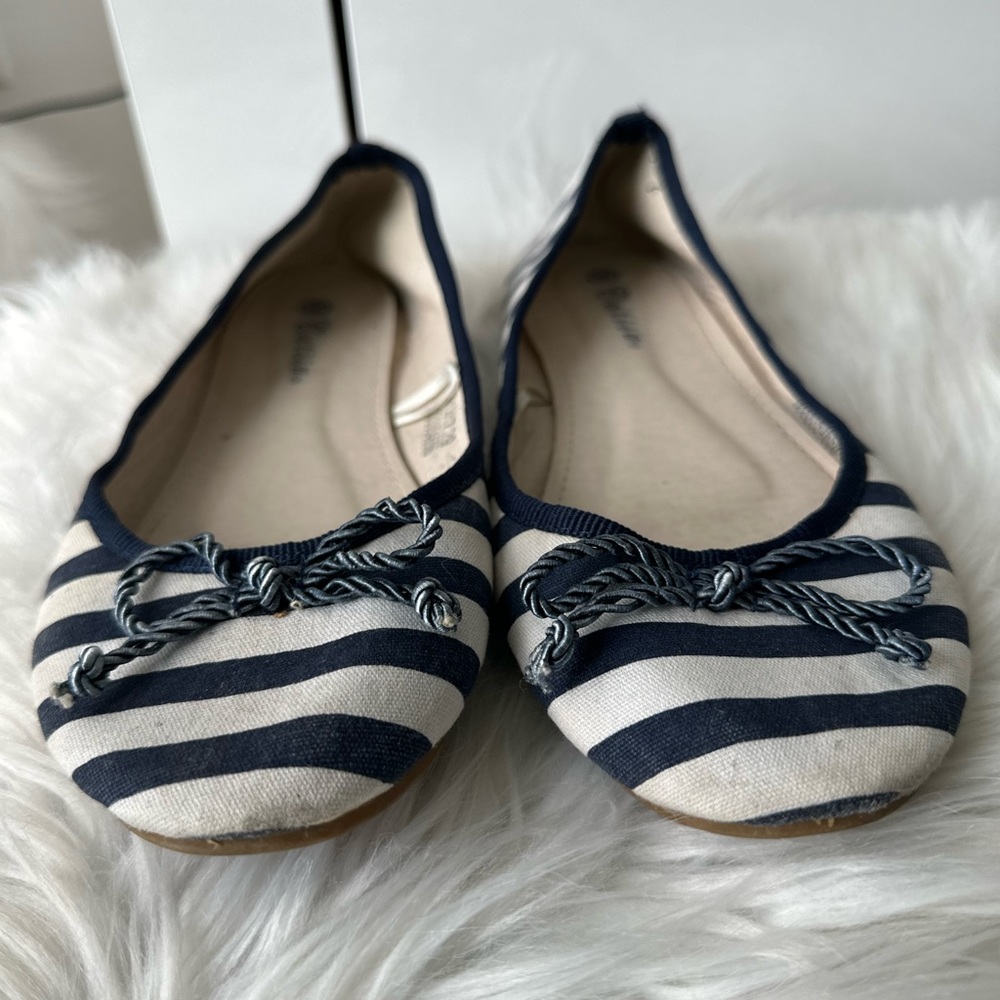 Super cute navy striped canvas ballerinas flats - Picture 2 of 6